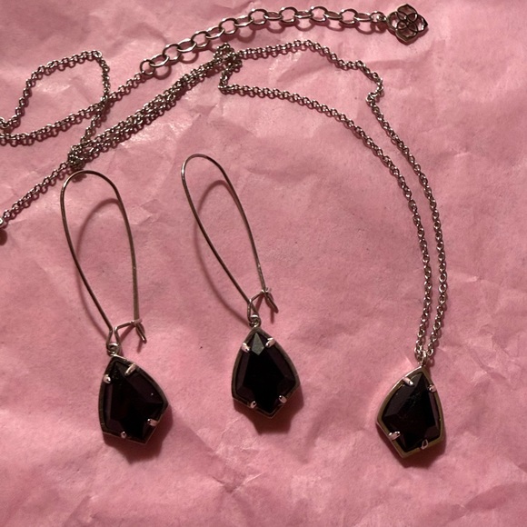 Kendra Scott silver with black stones earrings and necklace set - Picture 5 of 6